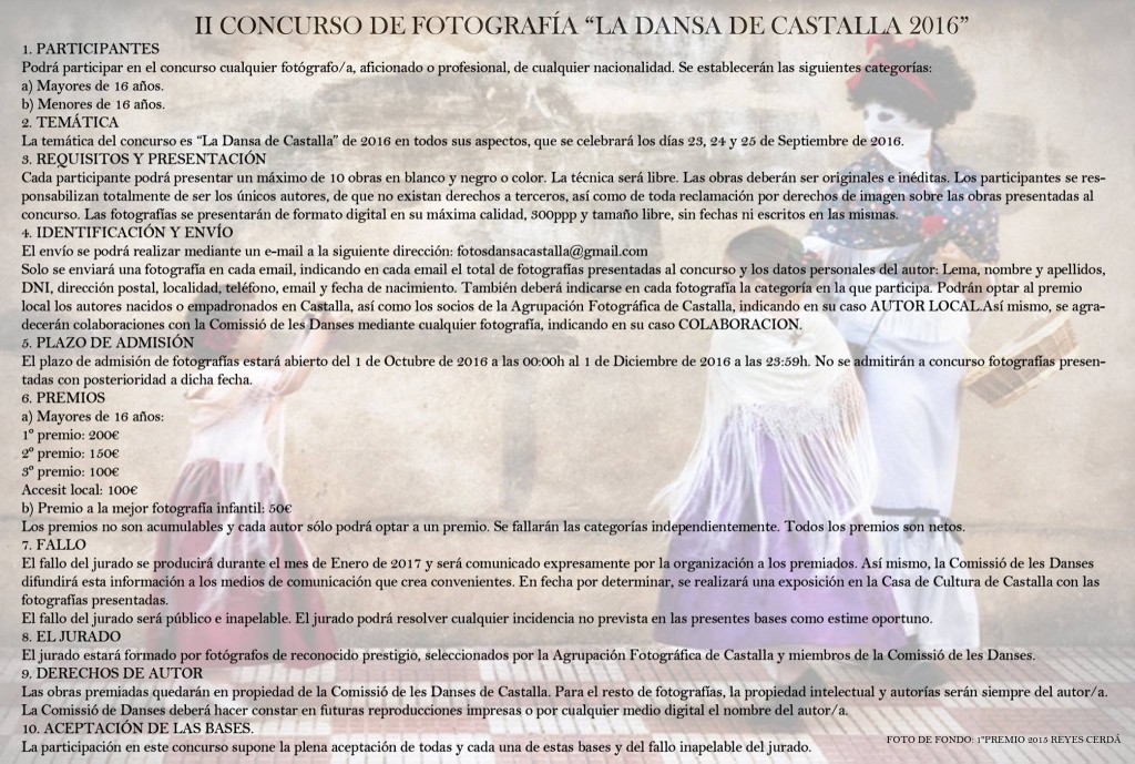 Participa en el II concurs de fotografia "la Dansa de Castalla 2016"