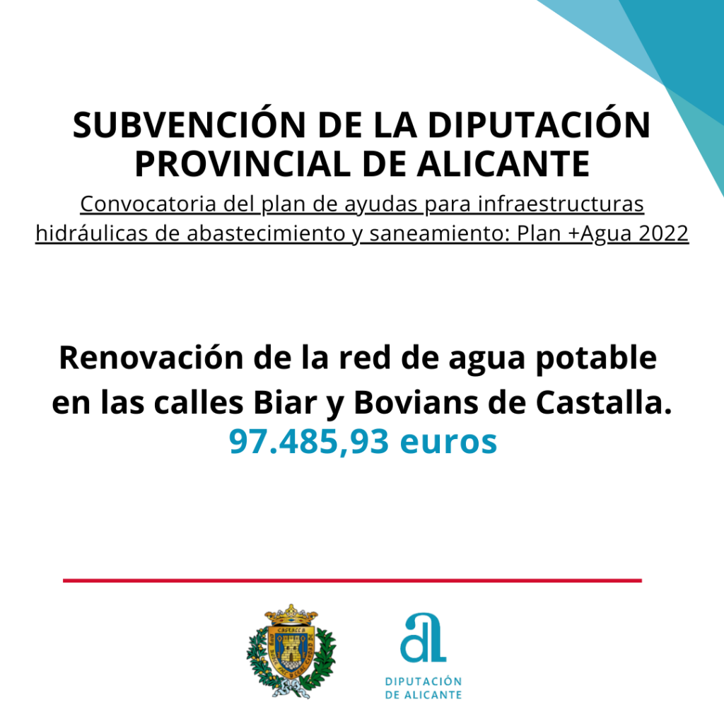 Subvención de la Diputación para infraestructuras hidráulicas